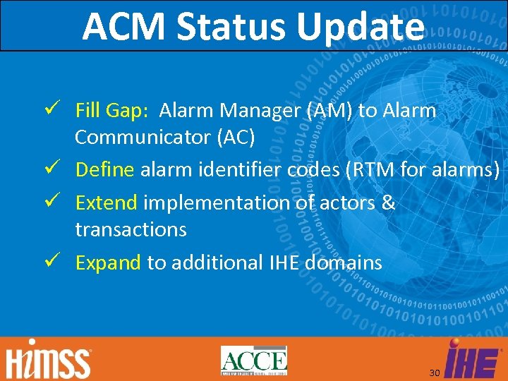 ACM Status Update Fill Gap: Alarm Manager (AM) to Alarm Communicator (AC) Define alarm
