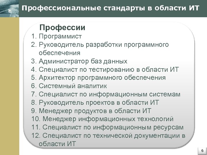 Руководитель проектов в области информационных технологий