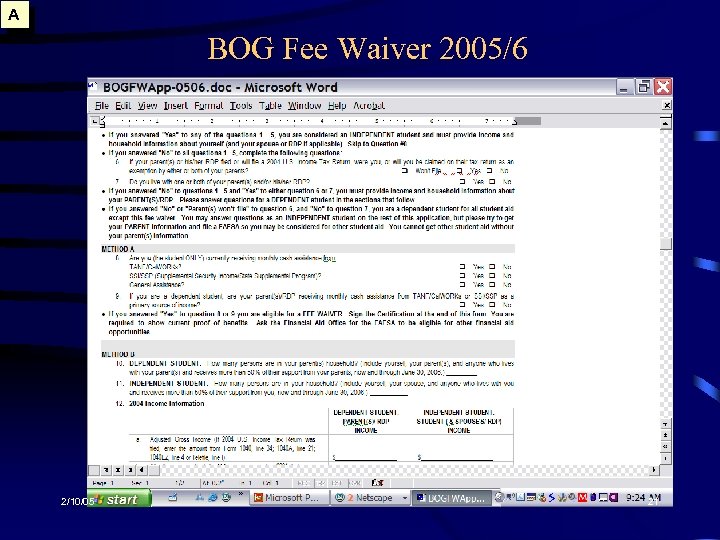 A BOG Fee Waiver 2005/6 2/10/05 21 