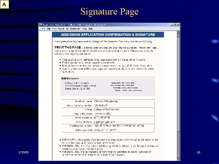 A Signature Page 2/10/05 28 