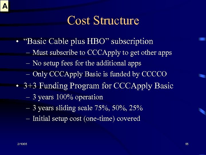 A Cost Structure • “Basic Cable plus HBO” subscription – Must subscribe to CCCApply