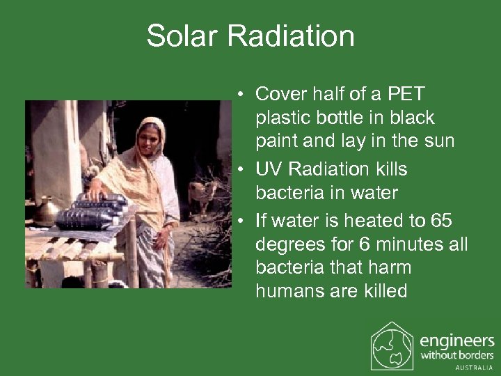 Solar Radiation • Cover half of a PET plastic bottle in black paint and