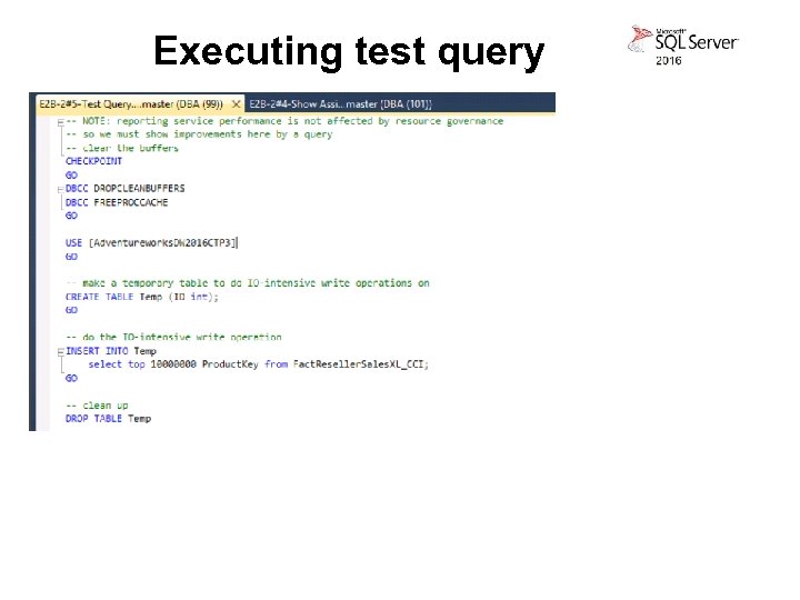 Executing test query 