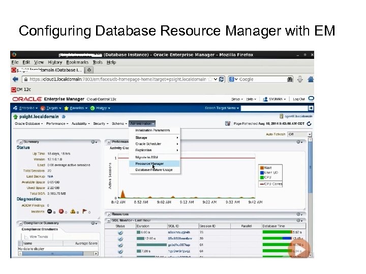 Configuring Database Resource Manager with EM 