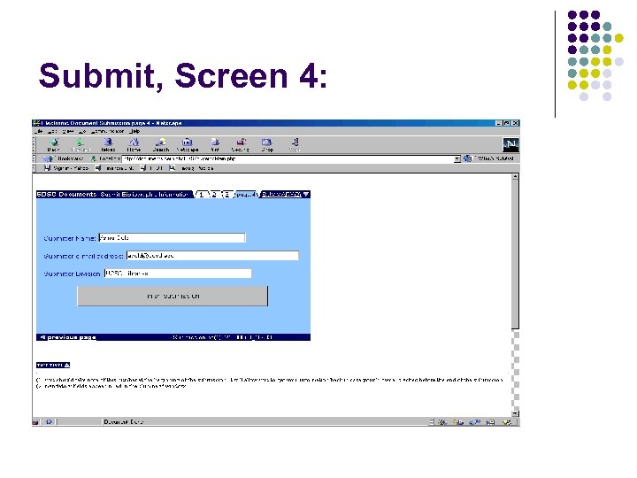 Submit, Screen 4: 