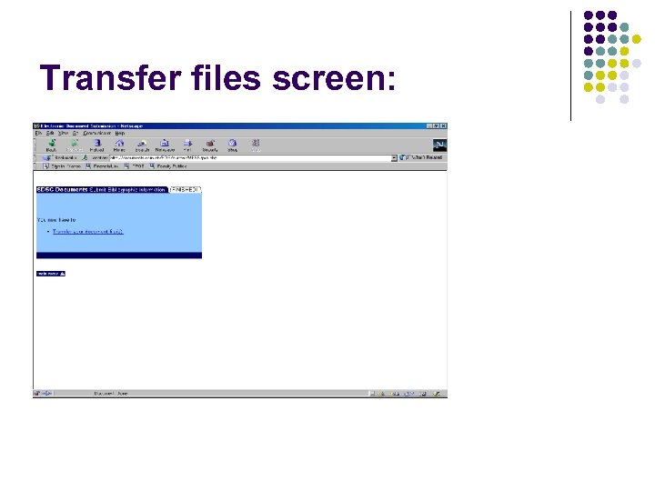 Transfer files screen: 