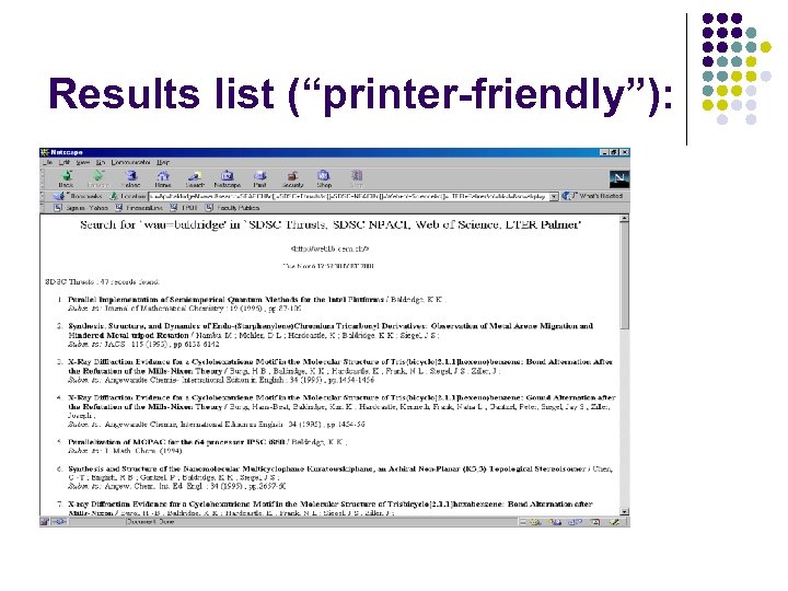 Results list (“printer-friendly”): 
