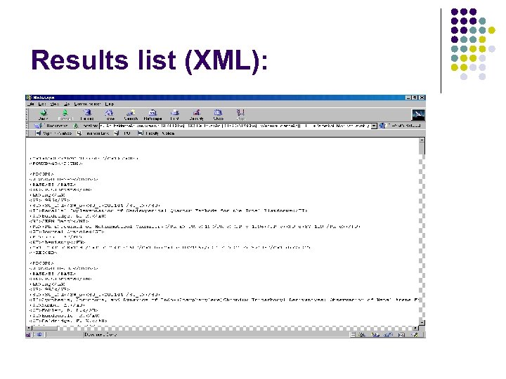 Results list (XML): 