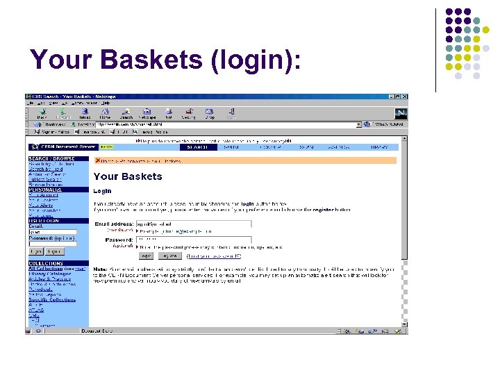 Your Baskets (login): 