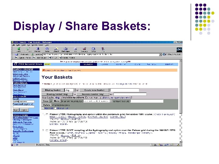 Display / Share Baskets: 