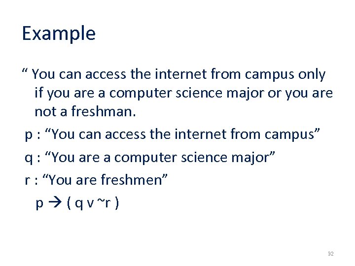 Example “ You can access the internet from campus only if you are a