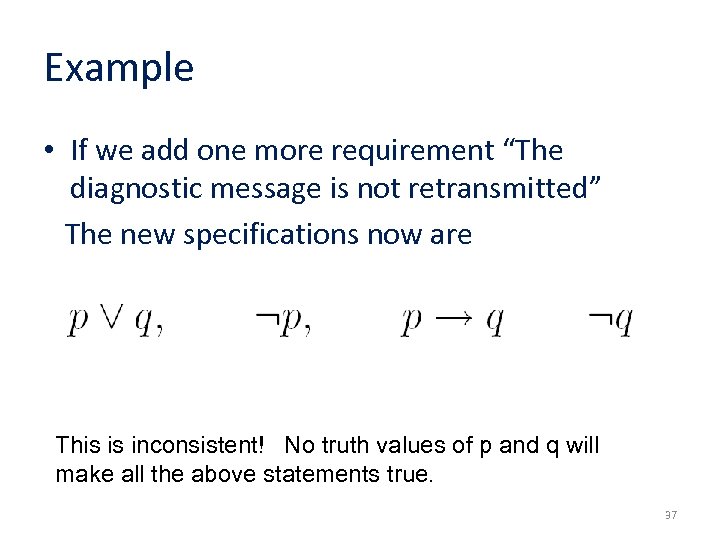 Example • If we add one more requirement “The diagnostic message is not retransmitted”