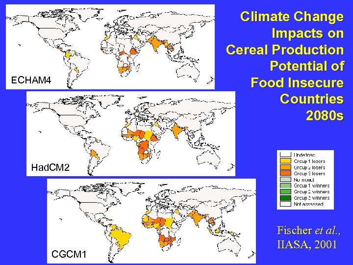 Climate Change ECHAM 4 Climate Change Impacts on Impacts Cereal Production 1 Potential of