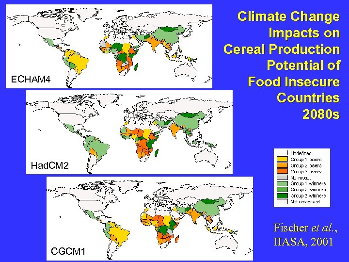 Climate Change ECHAM 4 Climate Change Impacts on Impacts Cereal Production 2 Potential of