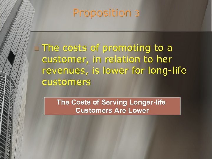 Proposition 3 n The costs of promoting to a customer, in relation to her