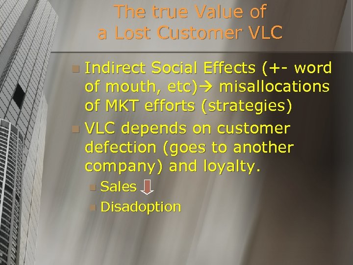 The true Value of a Lost Customer VLC Indirect Social Effects (+- word of