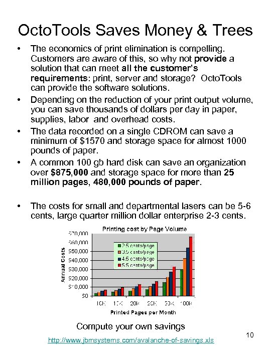 Octo. Tools Saves Money & Trees • • • The economics of print elimination