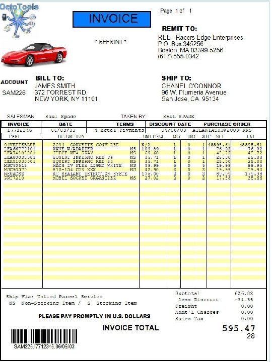 Invoice reformatted using Octo. Tools 28 