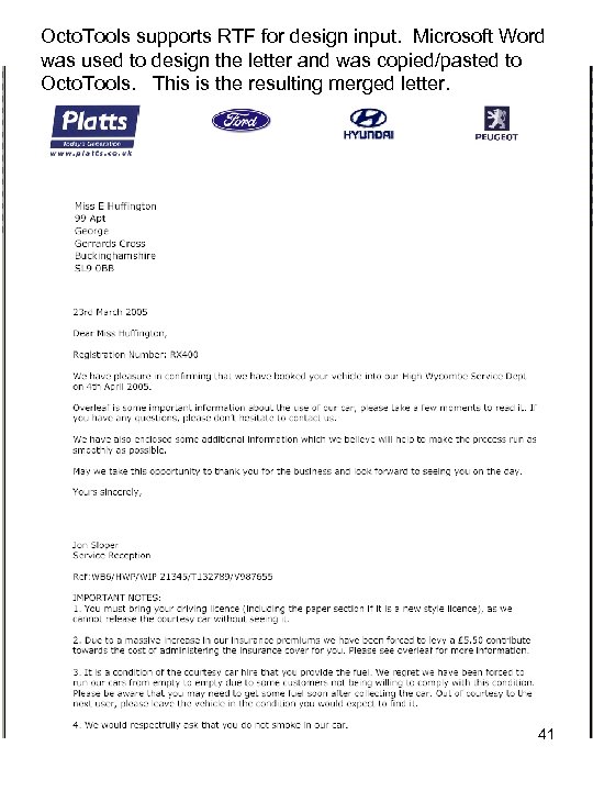 Octo. Tools supports RTF for design input. Microsoft Word was used to design the