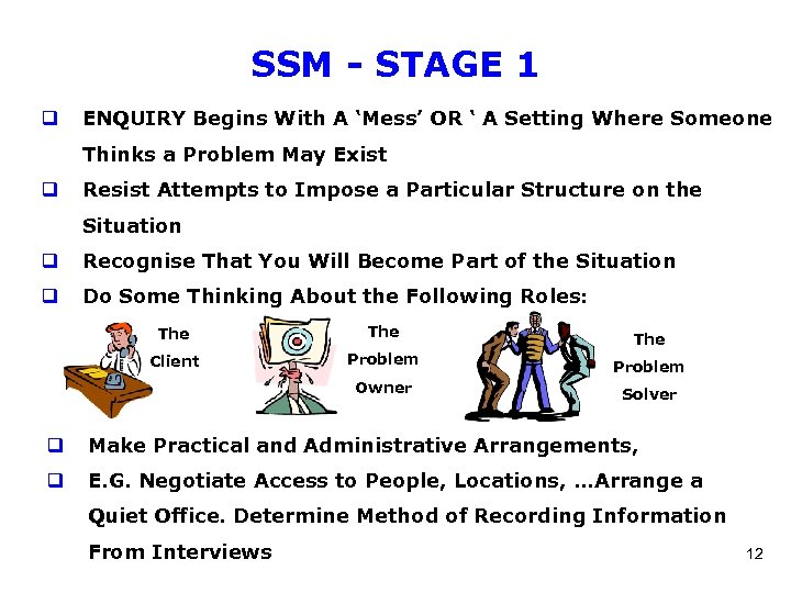 SSM - STAGE 1 q ENQUIRY Begins With A ‘Mess’ OR ‘ A Setting