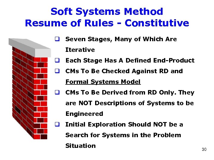 Soft Systems Method Resume of Rules - Constitutive q Seven Stages, Many of Which