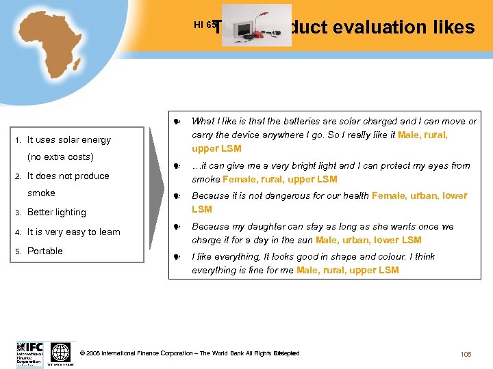 Test product evaluation likes HI 65 1. What I like is that the batteries