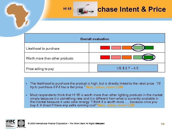HI 65 Purchase Intent & Price Overall evaluation Likelihood to purchase Worth more than