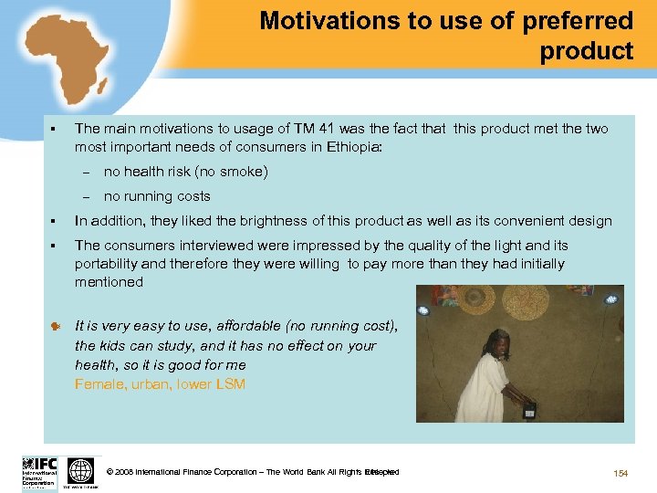 Motivations to use of preferred product § The main motivations to usage of TM