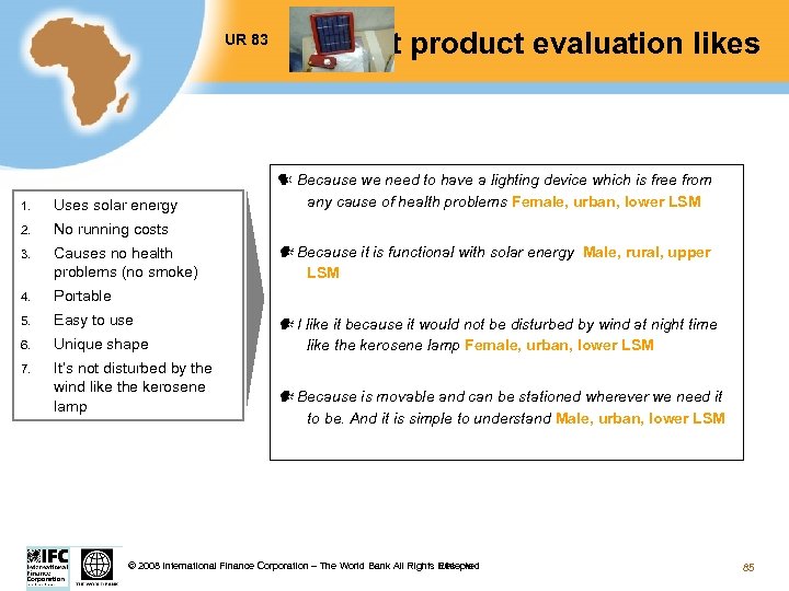 UR 83 1. Uses solar energy 2. Causes no health problems (no smoke) Because