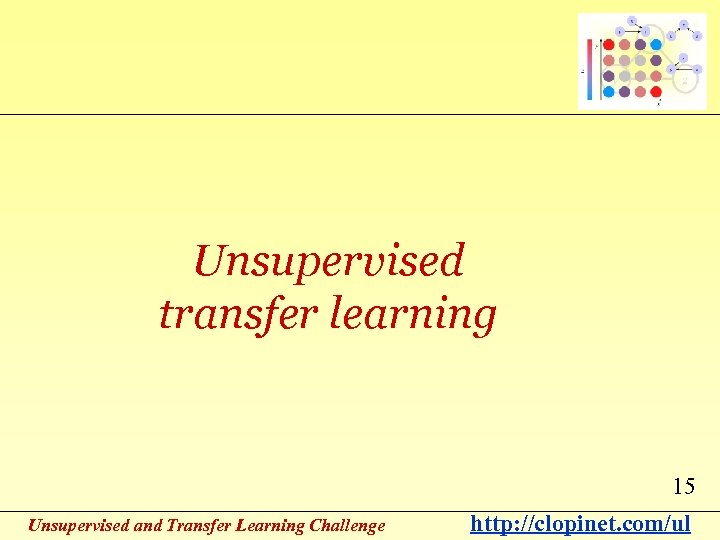 Unsupervised transfer learning 15 Unsupervised and Transfer Learning Challenge http: //clopinet. com/ul 