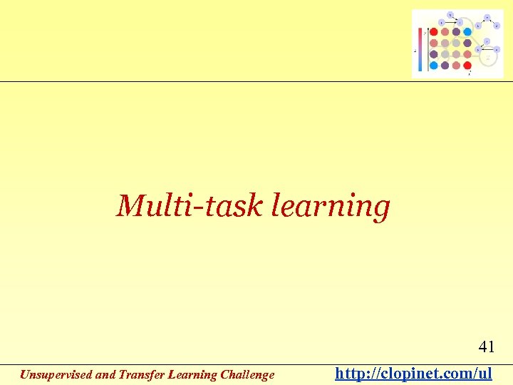 Multi-task learning 41 Unsupervised and Transfer Learning Challenge http: //clopinet. com/ul 