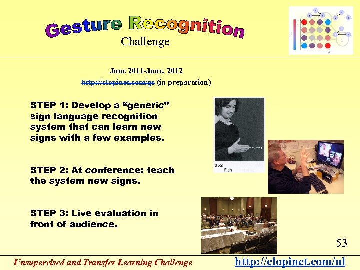 Challenge June 2011 -June. 2012 http: //clopinet. com/gs (in preparation) STEP 1: Develop a