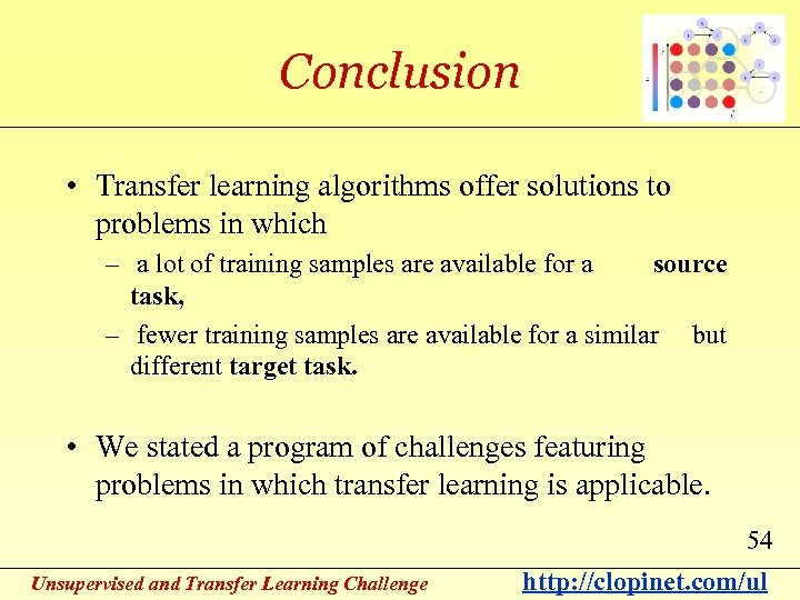 Conclusion • Transfer learning algorithms offer solutions to problems in which – a lot