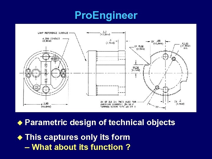 Pro. Engineer u Parametric u This design of technical objects captures only its form