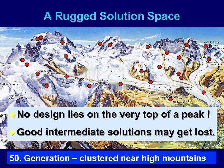 A Rugged Solution Space u No design lies on the very top of a