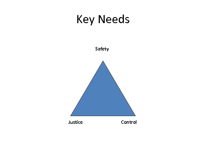 Key Needs Safety Justice Control 