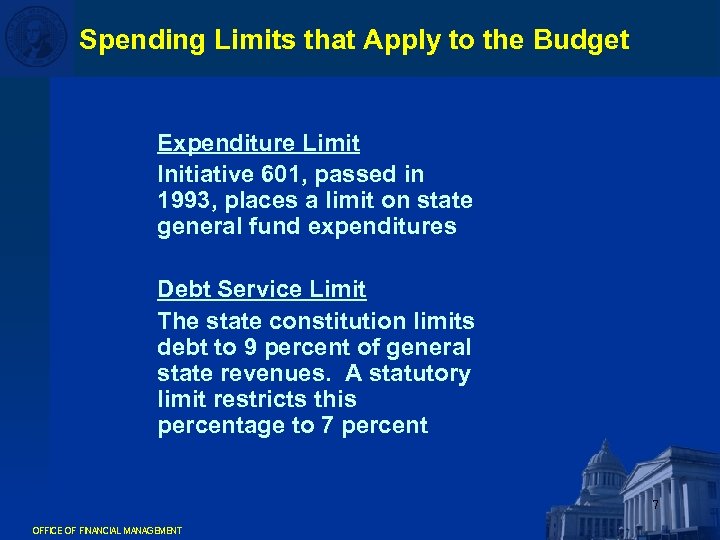Spending Limits that Apply to the Budget Expenditure Limit Initiative 601, passed in 1993,