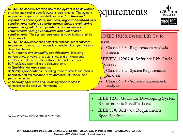 An Example - Requirements Development 5. 3. 2. 1 The specific intended use of