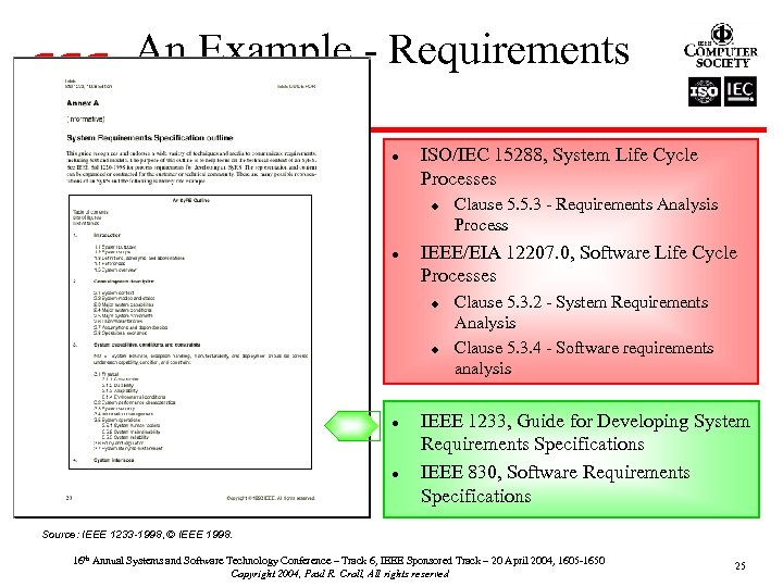 An Example - Requirements Development SP 2. 1 -1 Establish Product and Product Component
