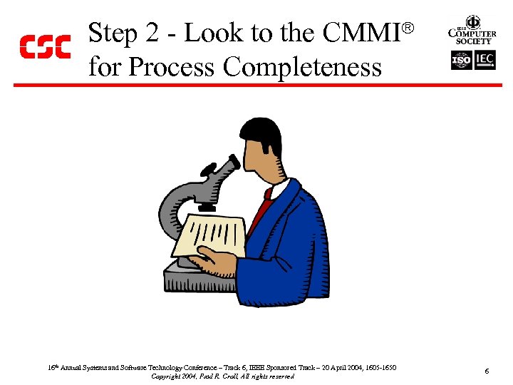 Step 2 - Look to the CMMI for Process Completeness 16 th Annual Systems