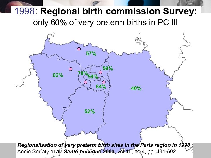 1998: Regional birth commission Survey: only 60% of very preterm births in PC III