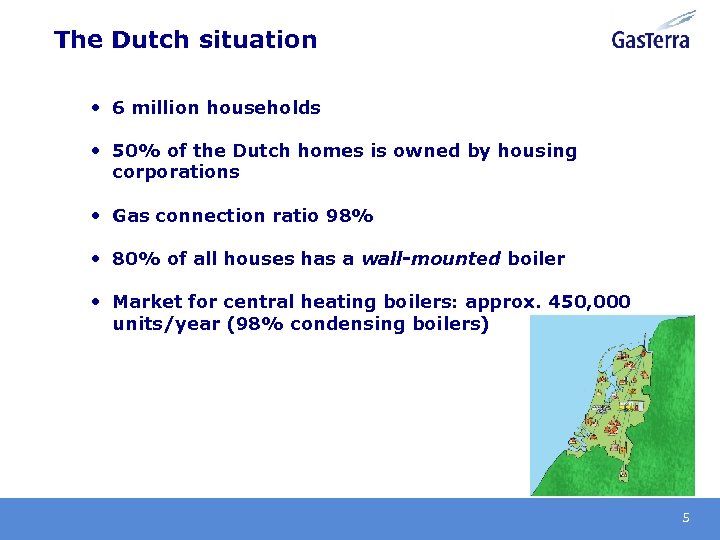 The Dutch situation • 6 million households • 50% of the Dutch homes is