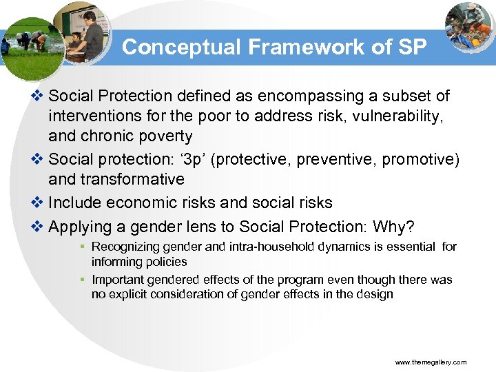 Conceptual Framework of SP v Social Protection defined as encompassing a subset of interventions
