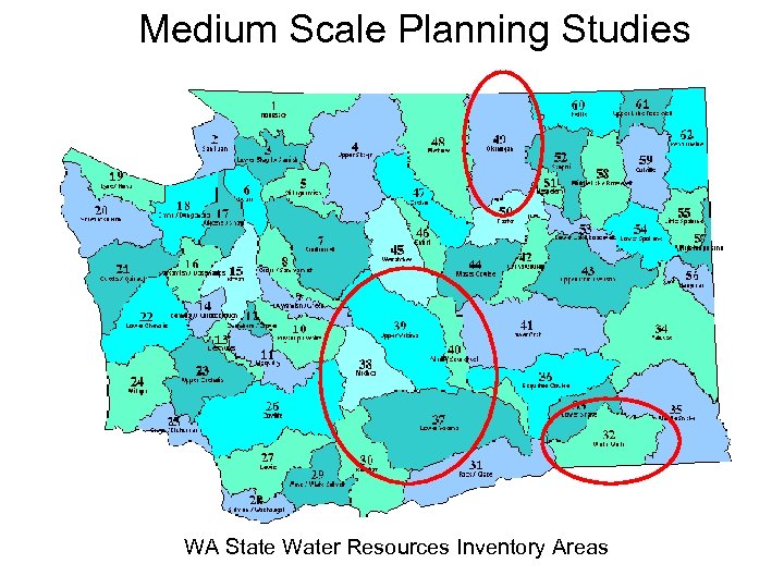 Medium Scale Planning Studies WA State Water Resources Inventory Areas 