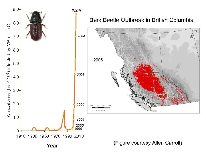 Annual area (ha × 106) affected by MPB in BC 9. 0 2005 Bark