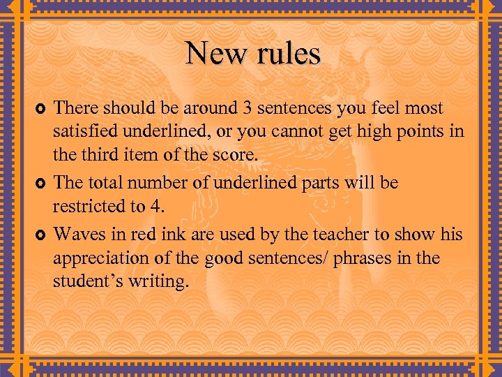 New rules £ £ £ There should be around 3 sentences you feel most