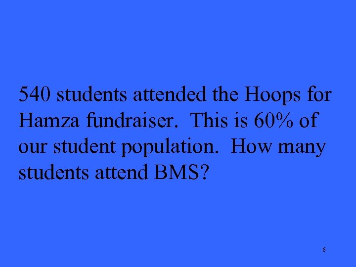 540 students attended the Hoops for Hamza fundraiser. This is 60% of our student