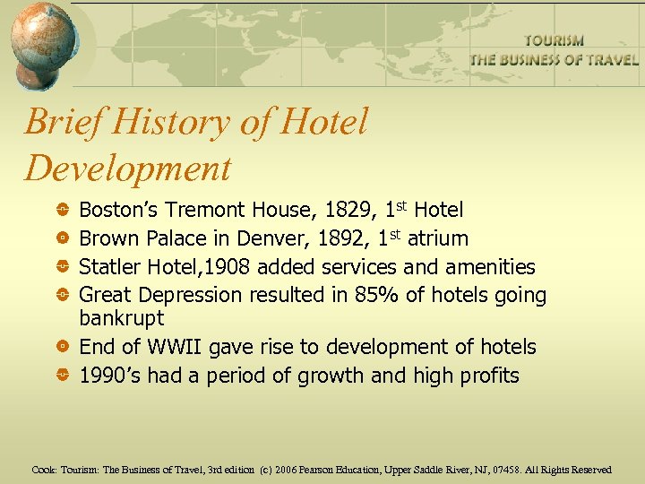 Brief History of Hotel Development Boston’s Tremont House, 1829, 1 st Hotel Brown Palace