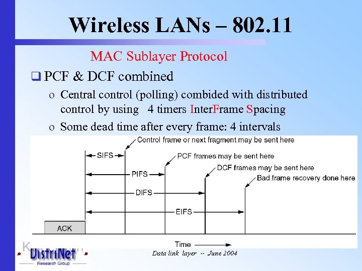 Wireless LANs – 802. 11 MAC Sublayer Protocol q PCF & DCF combined o