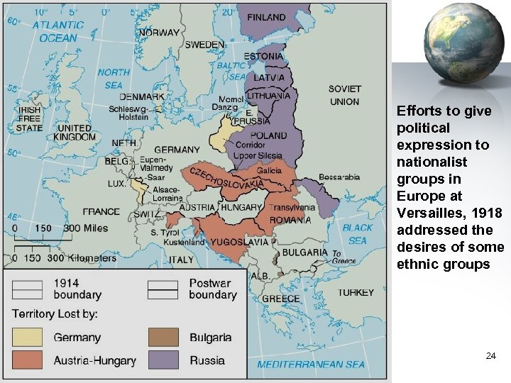 Efforts to give political expression to nationalist groups in Europe at Versailles, 1918 addressed